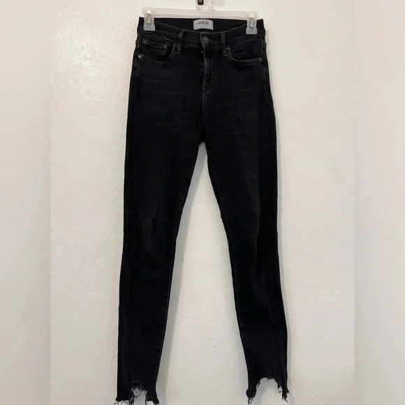 Agolde Sophie mid rise ankle raw distressed hem dark wash‎ size 25 Skinny - Picture 1 of 9